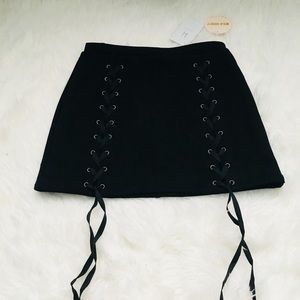 *NWT* Black Suede Lace-up Mini Skirt